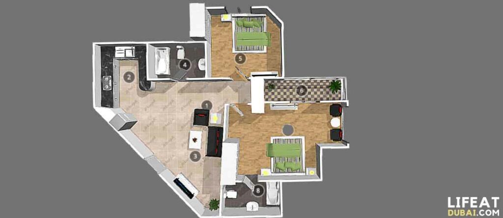 2-bedrooms-appartment-floor-plan-of-New-Dubai-Gate-1-