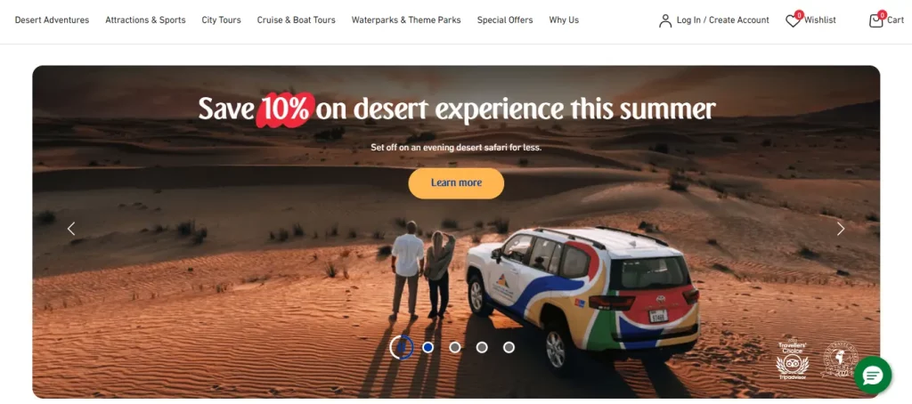 Arabian adventures web scrennshot