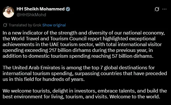 Sheikh Mohammed Bin Rashid celebrated the achievement as a testament to the nation’s economic strength and adaptability