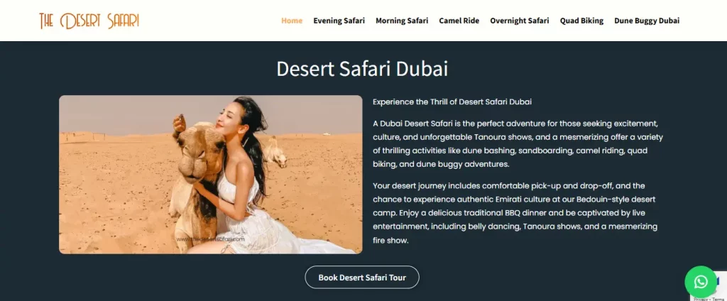 The Desert Safari web screnn shot